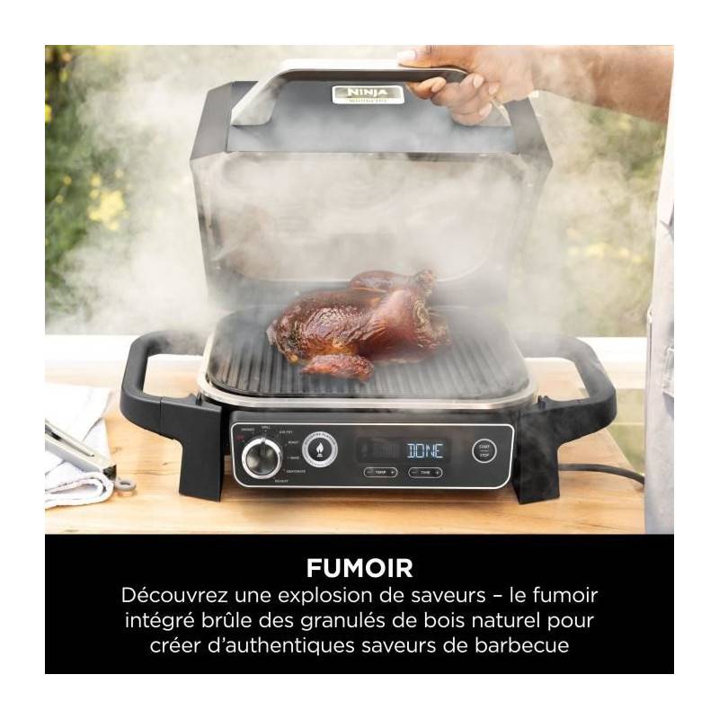 Barbecue électrique - Ninja - Woodfire - Og701eu - Grill, Fumoir & Air Fryer - Antiadhésif - Gris Et Noir - Imagen 5