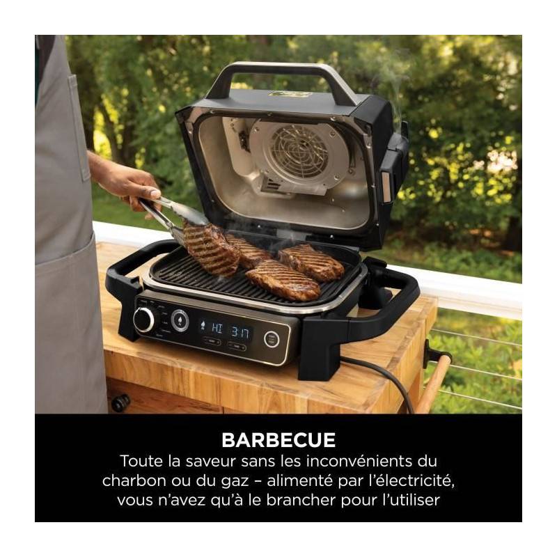 Barbecue électrique - Ninja - Woodfire - Og701eu - Grill, Fumoir & Air Fryer - Antiadhésif - Gris Et Noir - Imagen 3