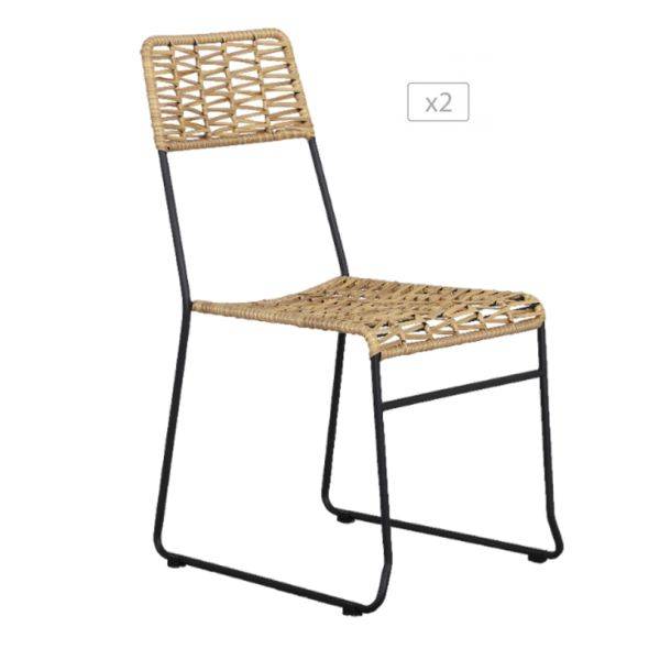Beau Rivage - Lot de 2 chaises MASSA en résine tressée coloris naturel Beau Rivage - Imagen 1