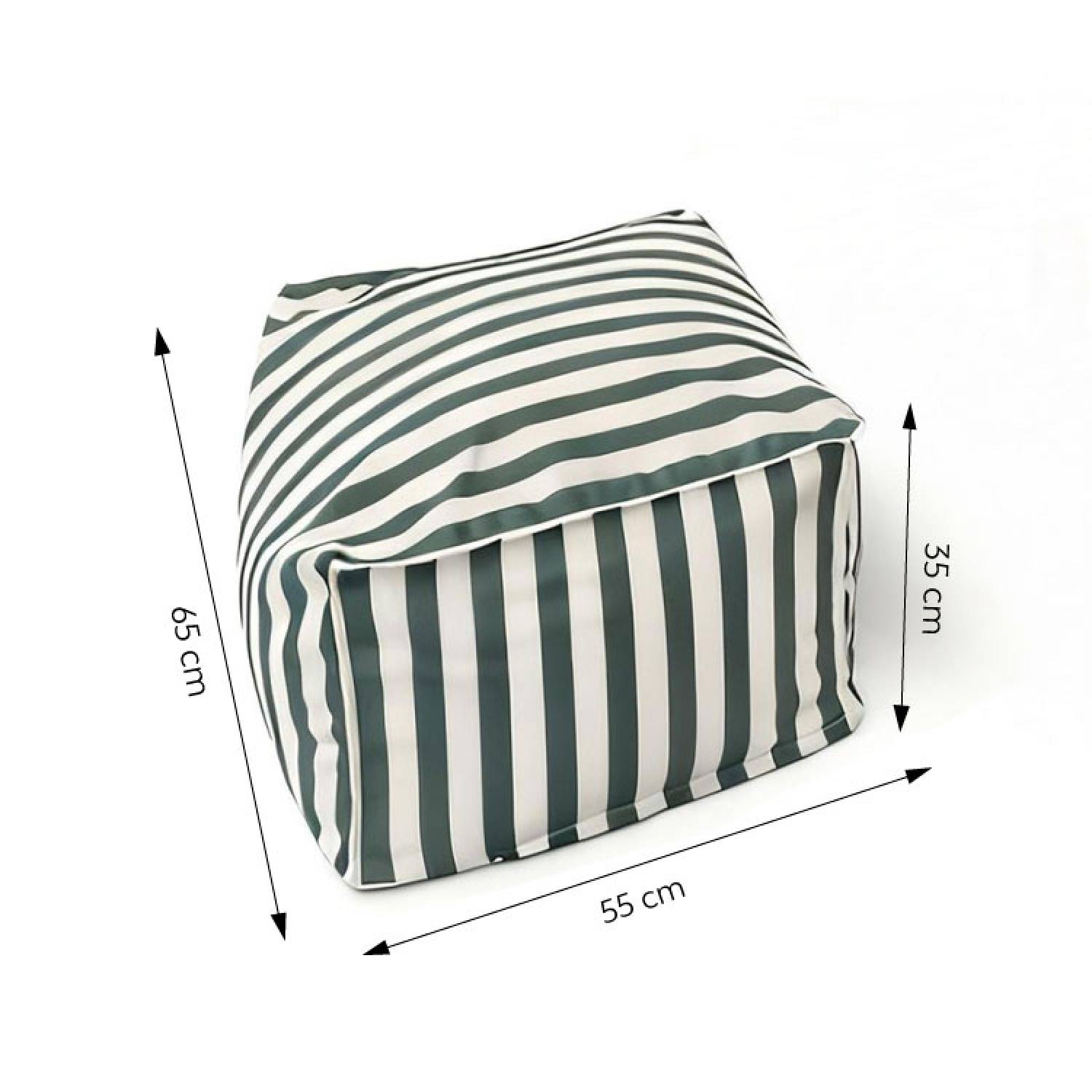 Pouf exterieur rayé vert déperlant 55x65x35 cm POSITANO - Image 5