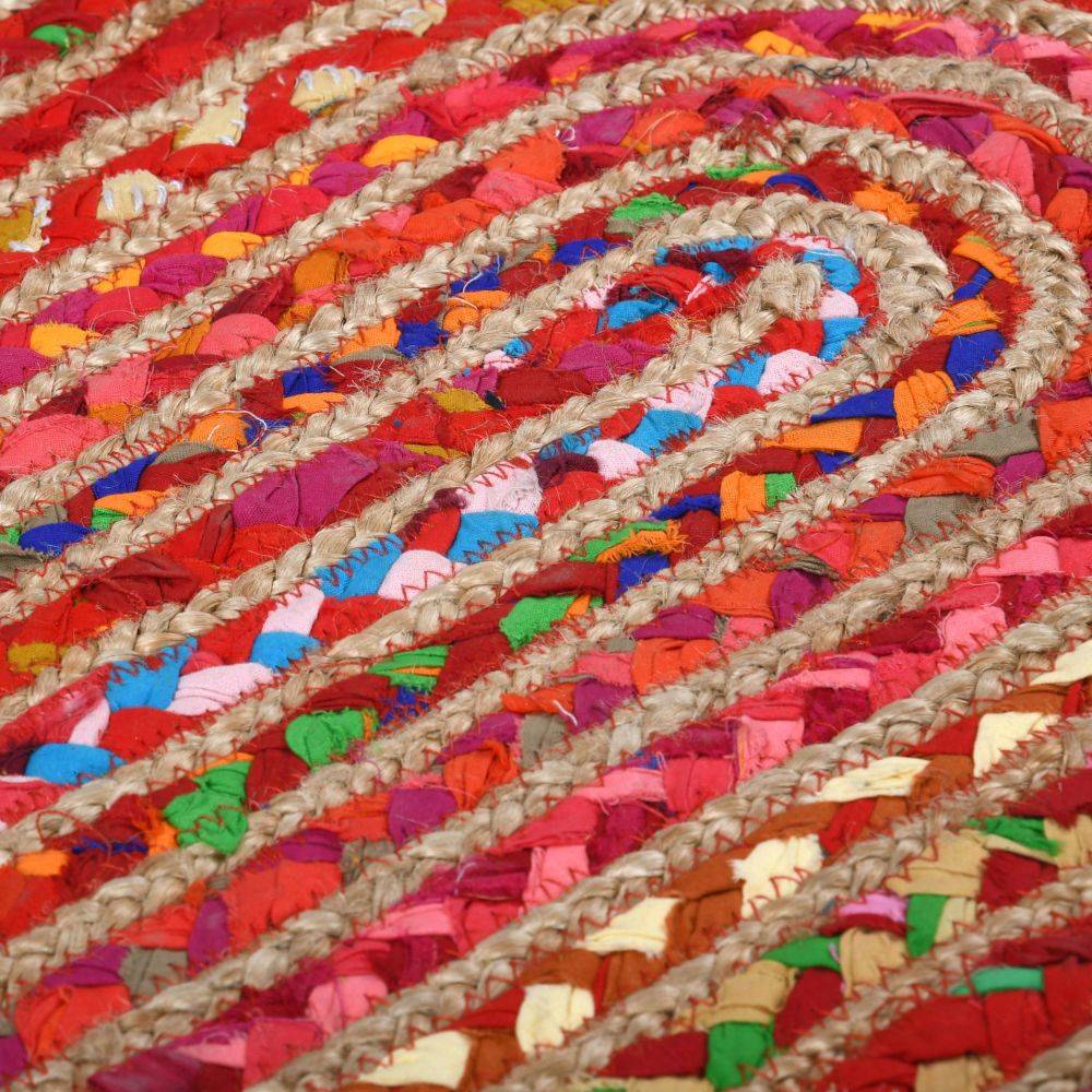 Aubry Gaspard - Tapis ovale coloré en jute et coton India 90 x 60 cm - Imagen 2