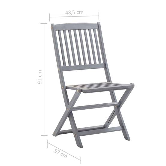 Lot de 8 chaises de jardin pliables bois d'acacia gris 44 x 50 x 88 cm - PANGIVO - Image 7