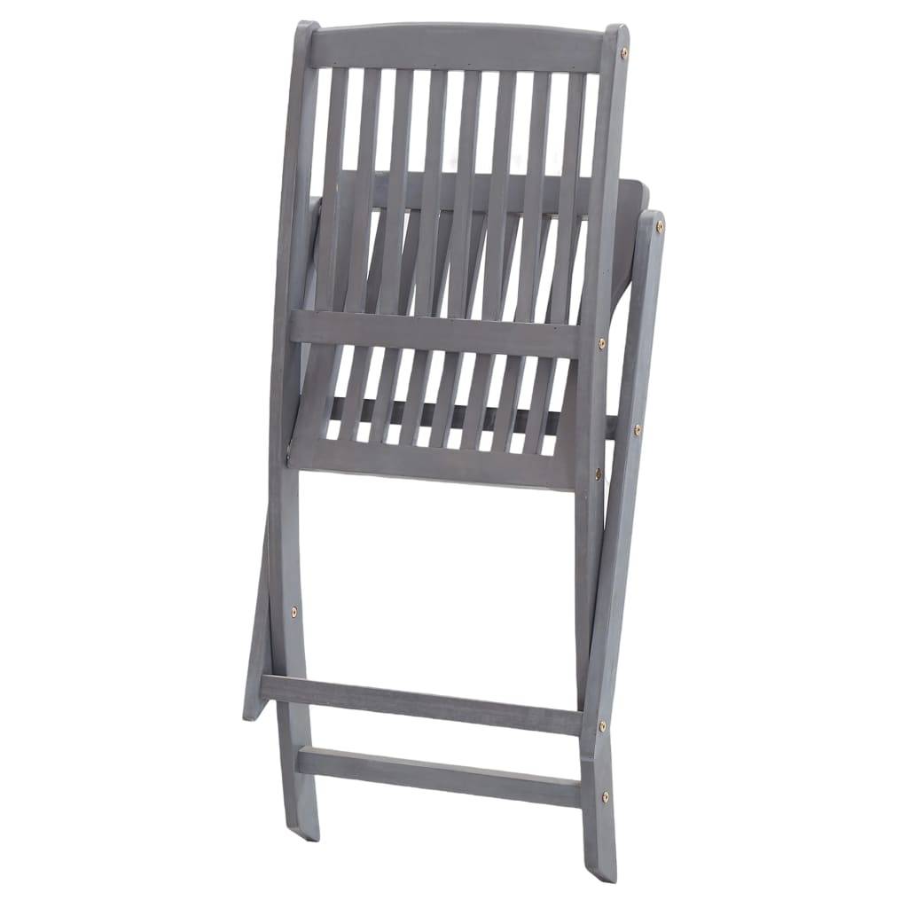 Lot de 8 chaises de jardin pliables bois d'acacia gris 44 x 50 x 88 cm - PANGIVO - Image 4