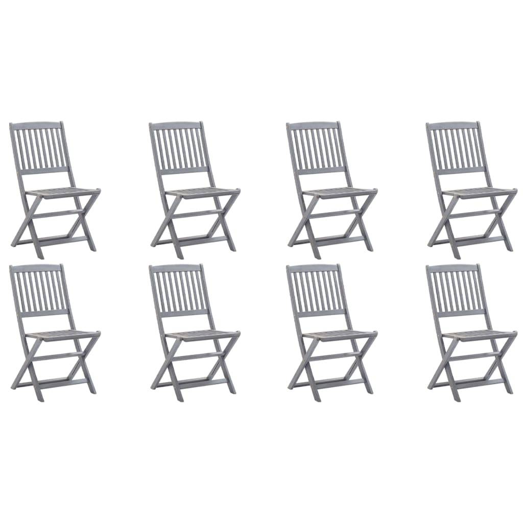 Lot de 8 chaises de jardin pliables bois d'acacia gris 44 x 50 x 88 cm - PANGIVO - Image 2