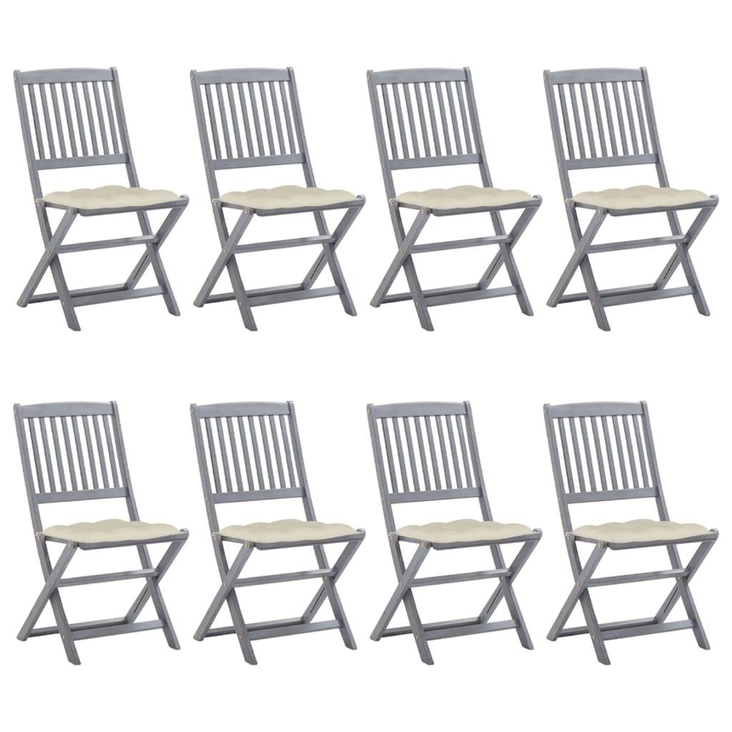 Lot de 8 chaises de jardin pliables bois d'acacia gris 44 x 50 x 88 cm - PANGIVO - Image 1