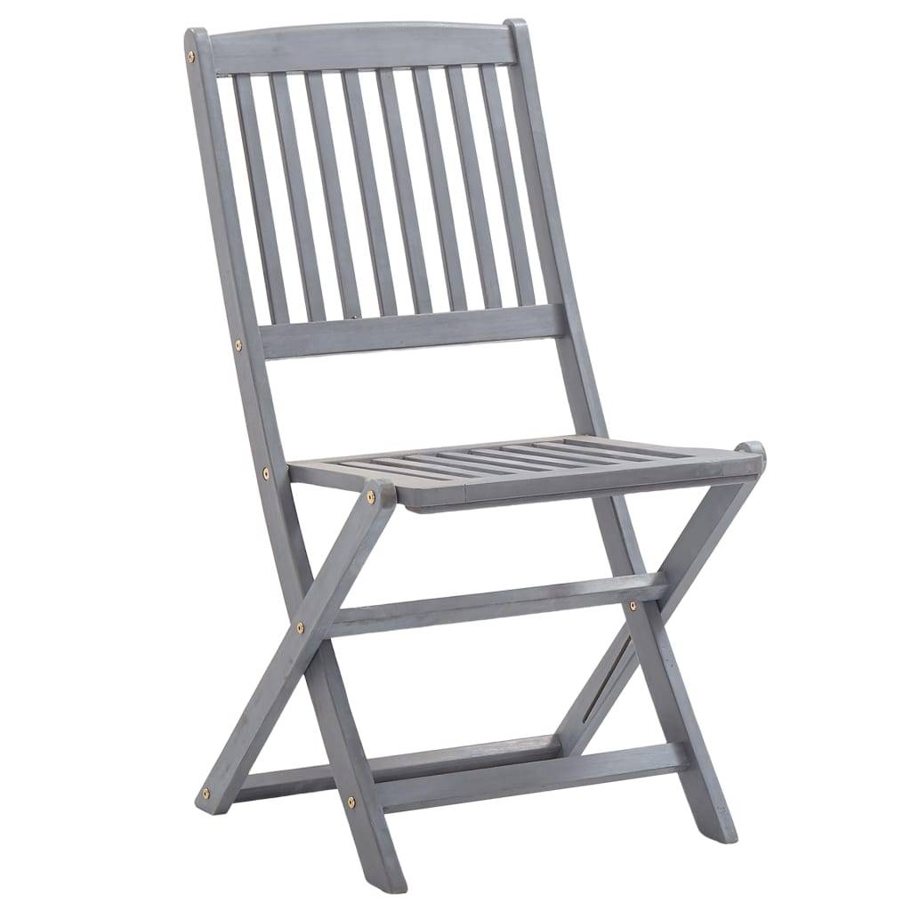 Lot de 8 chaises de jardin pliables bois d'acacia gris 44 x 50 x 88 cm - PANGIVO - Image 3