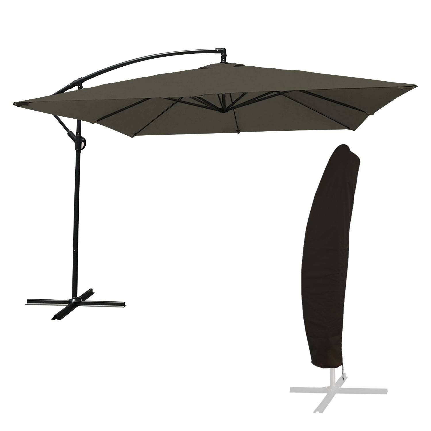 Happy Garden - Parasol déporté MOLOKAI carré 2,7x2,7m gris + housse - HAPPY GARDEN - Imagen 1