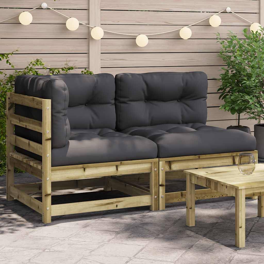 Canapé Extérieur 2 Places Pin Imprégné avec Coussins Anthracite Résistant Pourriture – ComfortXL Outdoor Living - Image 1