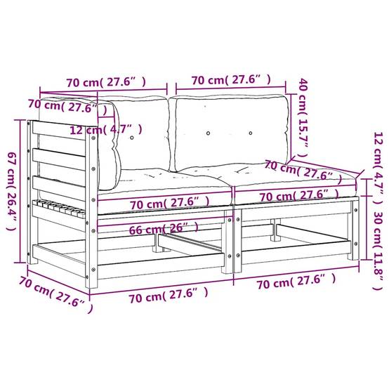 Canapé Extérieur 2 Places Pin Imprégné avec Coussins Anthracite Résistant Pourriture – ComfortXL Outdoor Living - Image 6