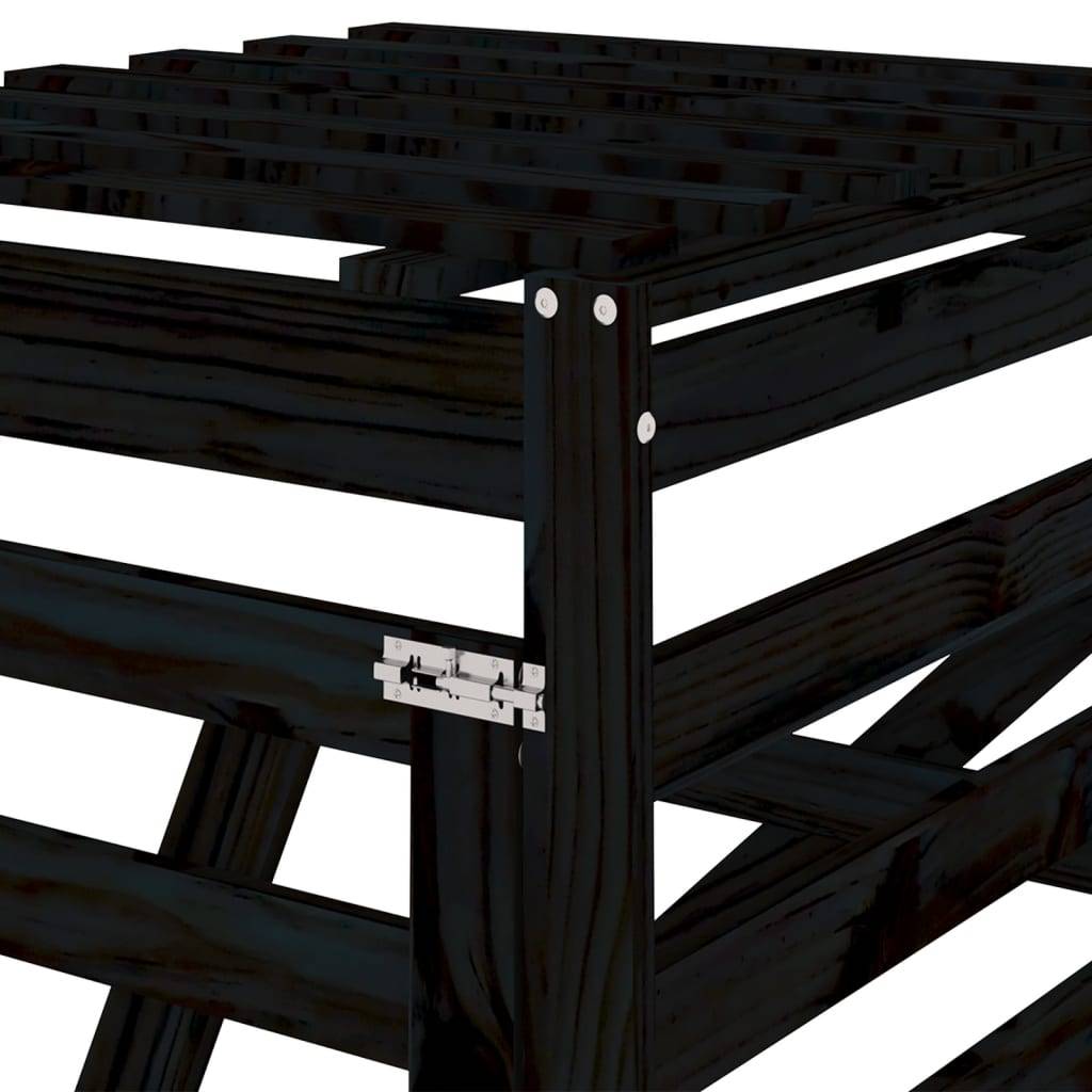 Abris pour poubelle 0.71m² - Abri à poubelles - Cache poubelle sur roulettes noir bois massif pin MAISON CHIC - Image 10