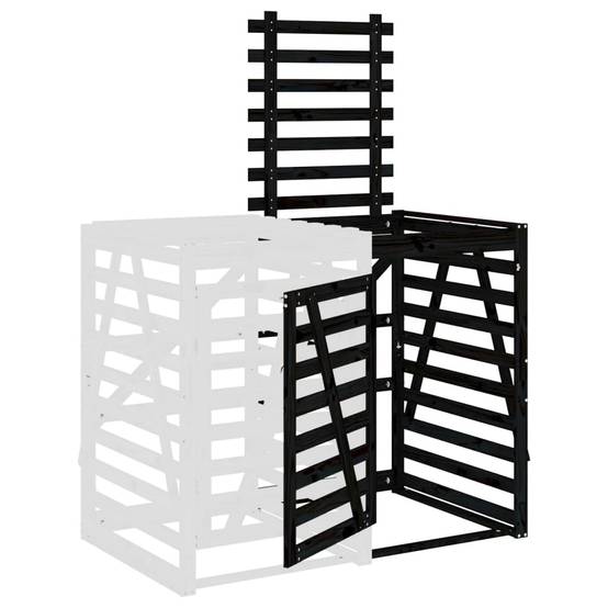 Abris pour poubelle 0.71m² - Abri à poubelles - Cache poubelle sur roulettes noir bois massif pin MAISON CHIC - Image 5