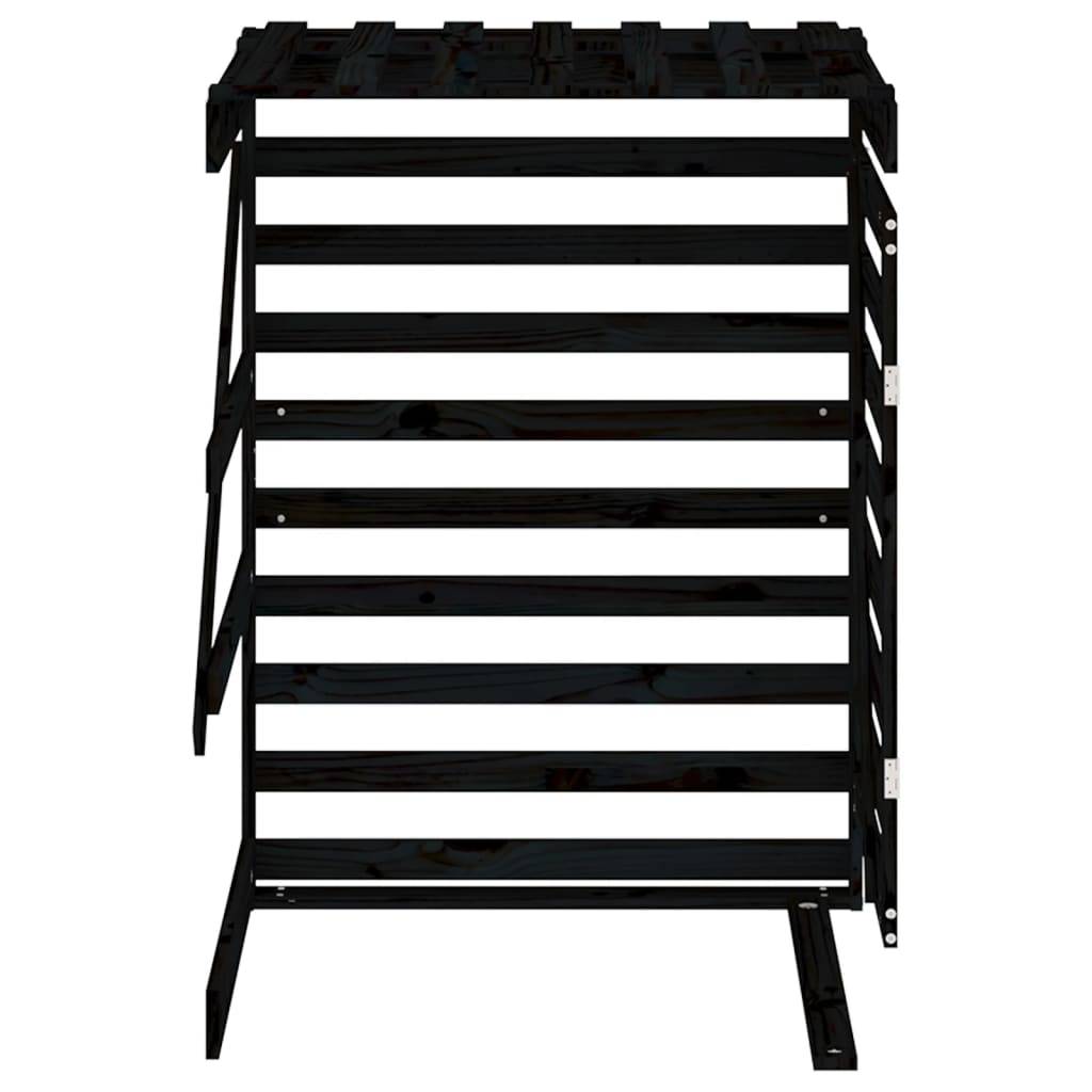 Abris pour poubelle 0.71m² - Abri à poubelles - Cache poubelle sur roulettes noir bois massif pin MAISON CHIC - Image 7
