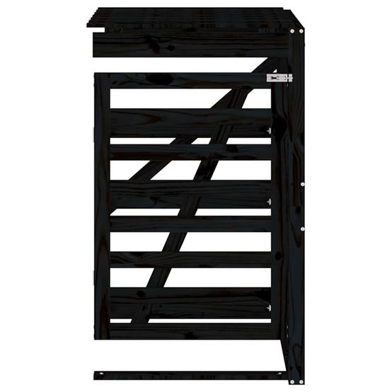 Abris pour poubelle 0.71m² - Abri à poubelles - Cache poubelle sur roulettes noir bois massif pin MAISON CHIC - Image 6