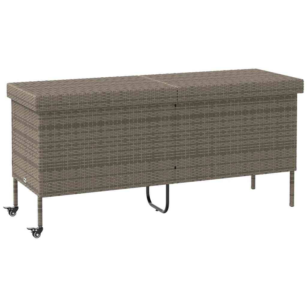 Boîte de Rangement Jardin Grande Capacité Résine Tressée sur Roues Anti-UV pour Terrasse Gris 160x55x75 cm – ComfortXL Outdoor Living - Image 2