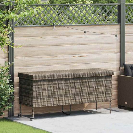 Boîte de Rangement Jardin Grande Capacité Résine Tressée sur Roues Anti-UV pour Terrasse Gris 160x55x75 cm – ComfortXL Outdoor Living - Image 1