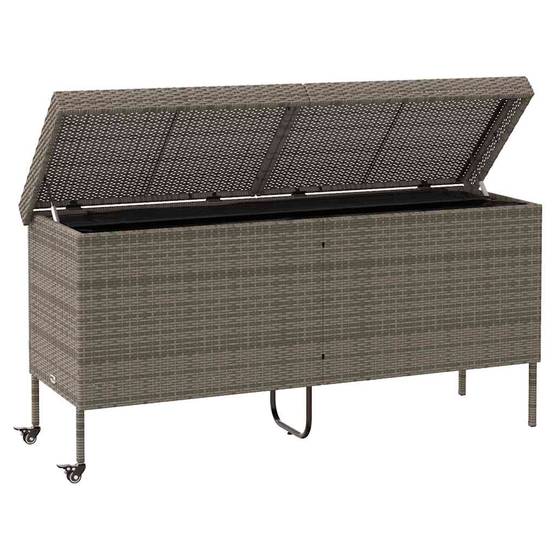 Boîte de Rangement Jardin Grande Capacité Résine Tressée sur Roues Anti-UV pour Terrasse Gris 160x55x75 cm – ComfortXL Outdoor Living - Image 4