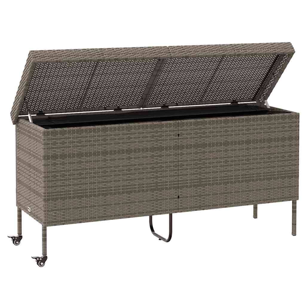 Boîte de Rangement Jardin Grande Capacité Résine Tressée sur Roues Anti-UV pour Terrasse Gris 160x55x75 cm – ComfortXL Outdoor Living - Image 4