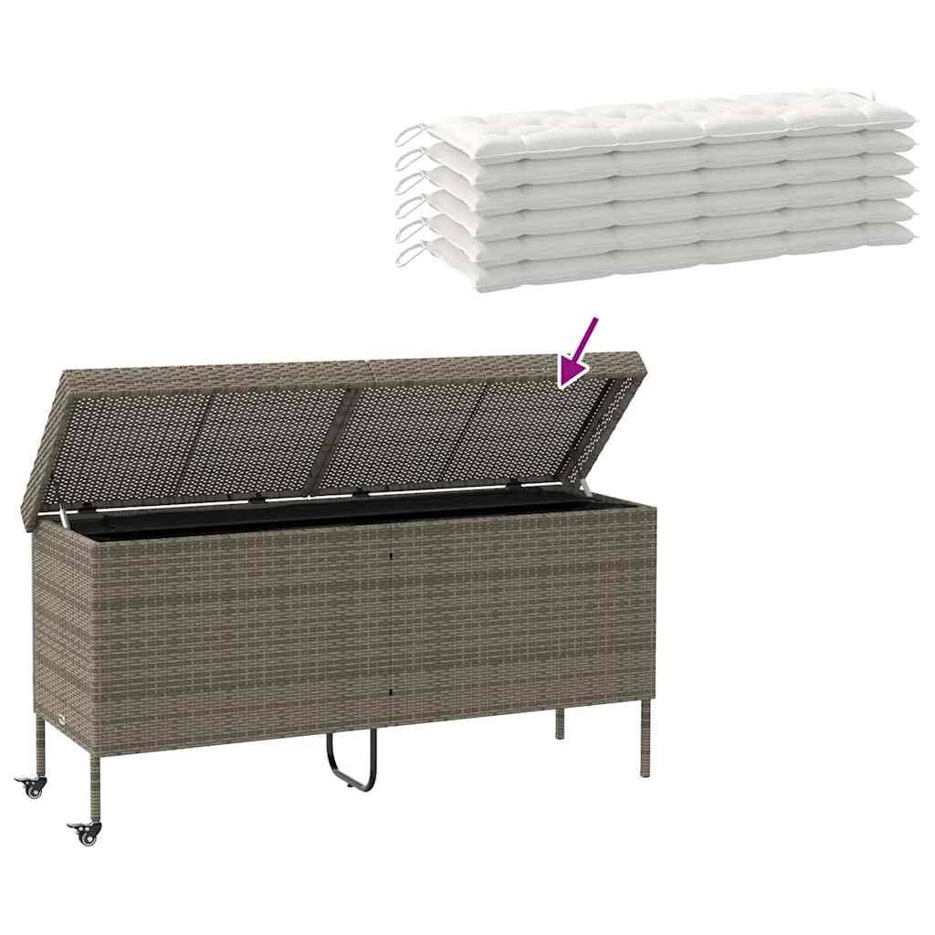 Boîte de Rangement Jardin Grande Capacité Résine Tressée sur Roues Anti-UV pour Terrasse Gris 160x55x75 cm – ComfortXL Outdoor Living - Image 7