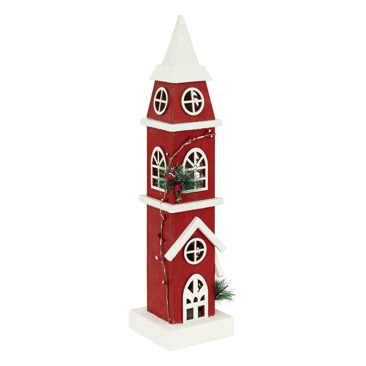 Feeric Christmas - Décoration clocher rouge H49cm 8 LED blanc chaud à piles - Feeric Lights & Christmas - Imagen 1