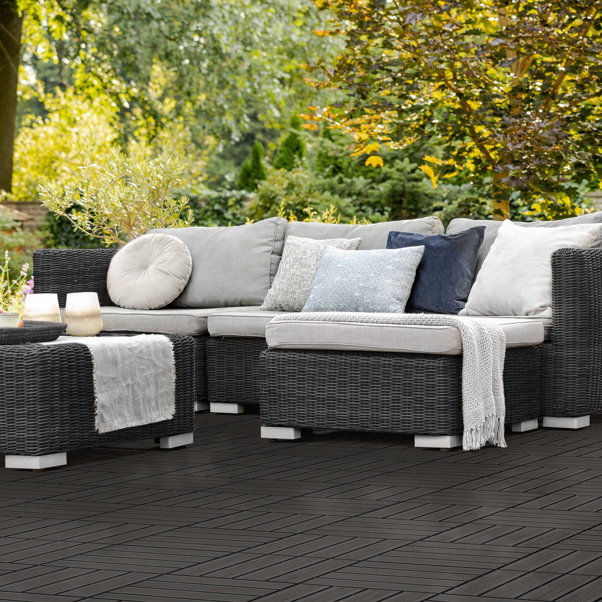 Ecd-Germany - 55x Carreaux de terrasse WPC 30x30cm 5m² revêtement de sol anthracite - Imagen 1