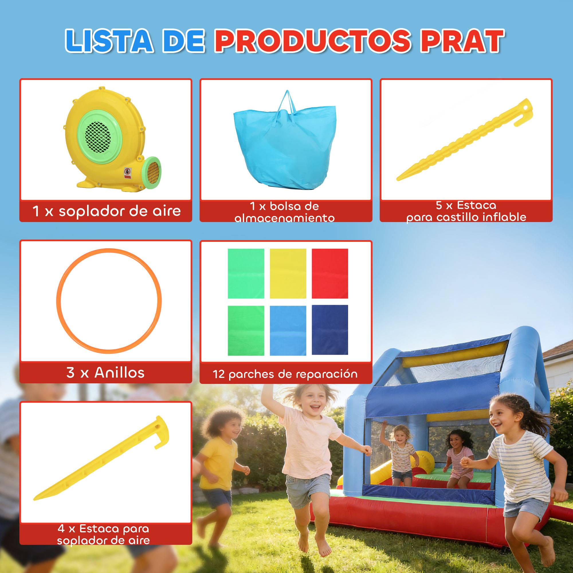 Château gonflable souffleur toboggan trampoline piscine à balles cerceaux et auvent protection - Image 10