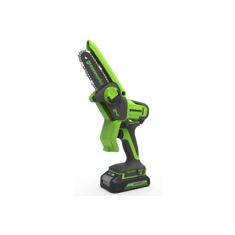 Greenworks - Mini-tronçonneuse 24V GREENWORKS - 10 cm - Batterie 2,0Ah et chargeur - G24MCS10K2