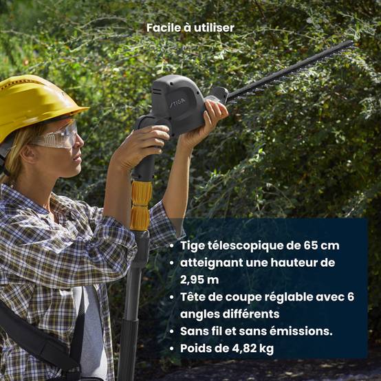 Stiga - Taille-haie sur perche PH 700e, lame 48 cm, manche télescopique 75 cm - STIGA - Image 4