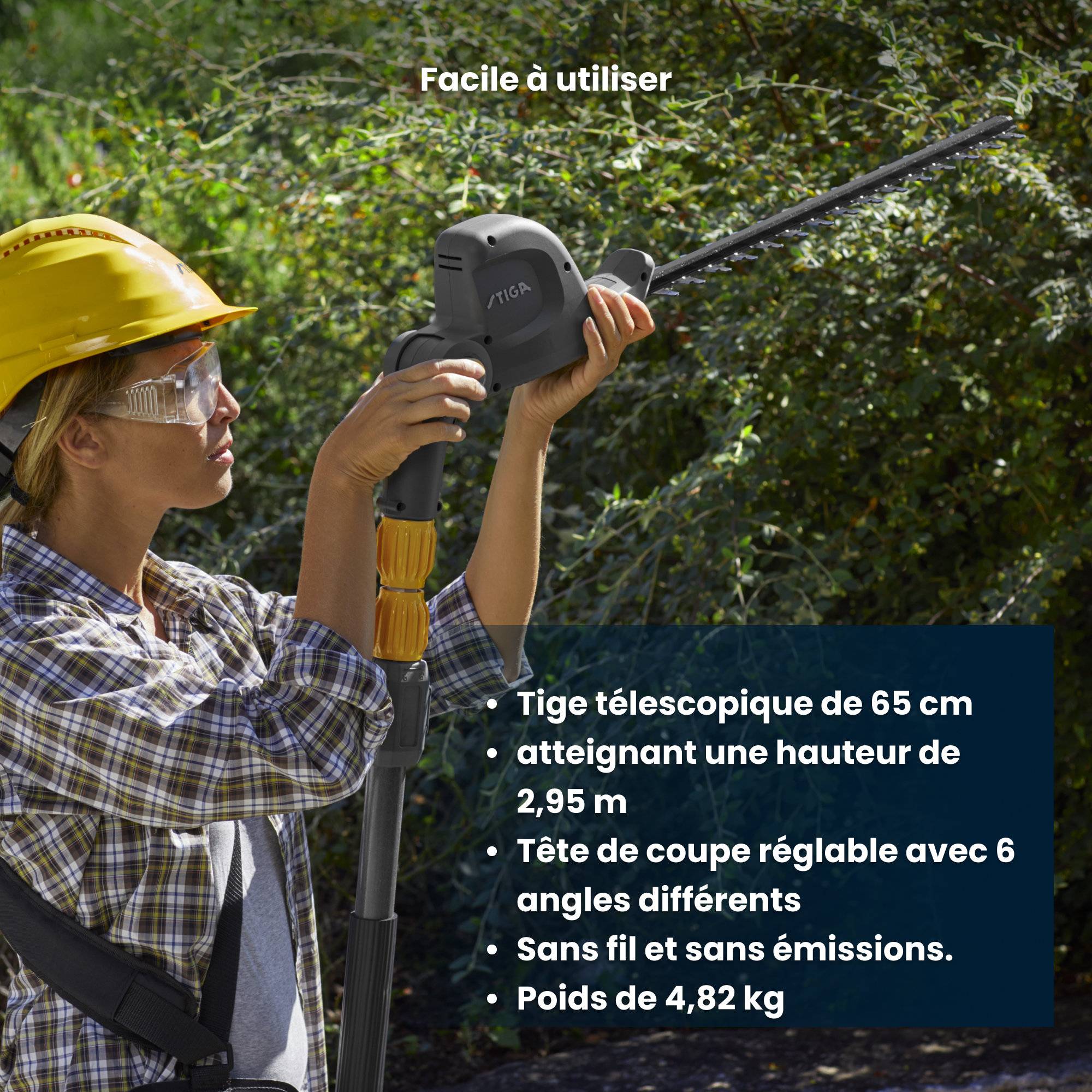 Stiga - Taille-haie sur perche PH 700e, lame 48 cm, manche télescopique 75 cm - STIGA - Image 4