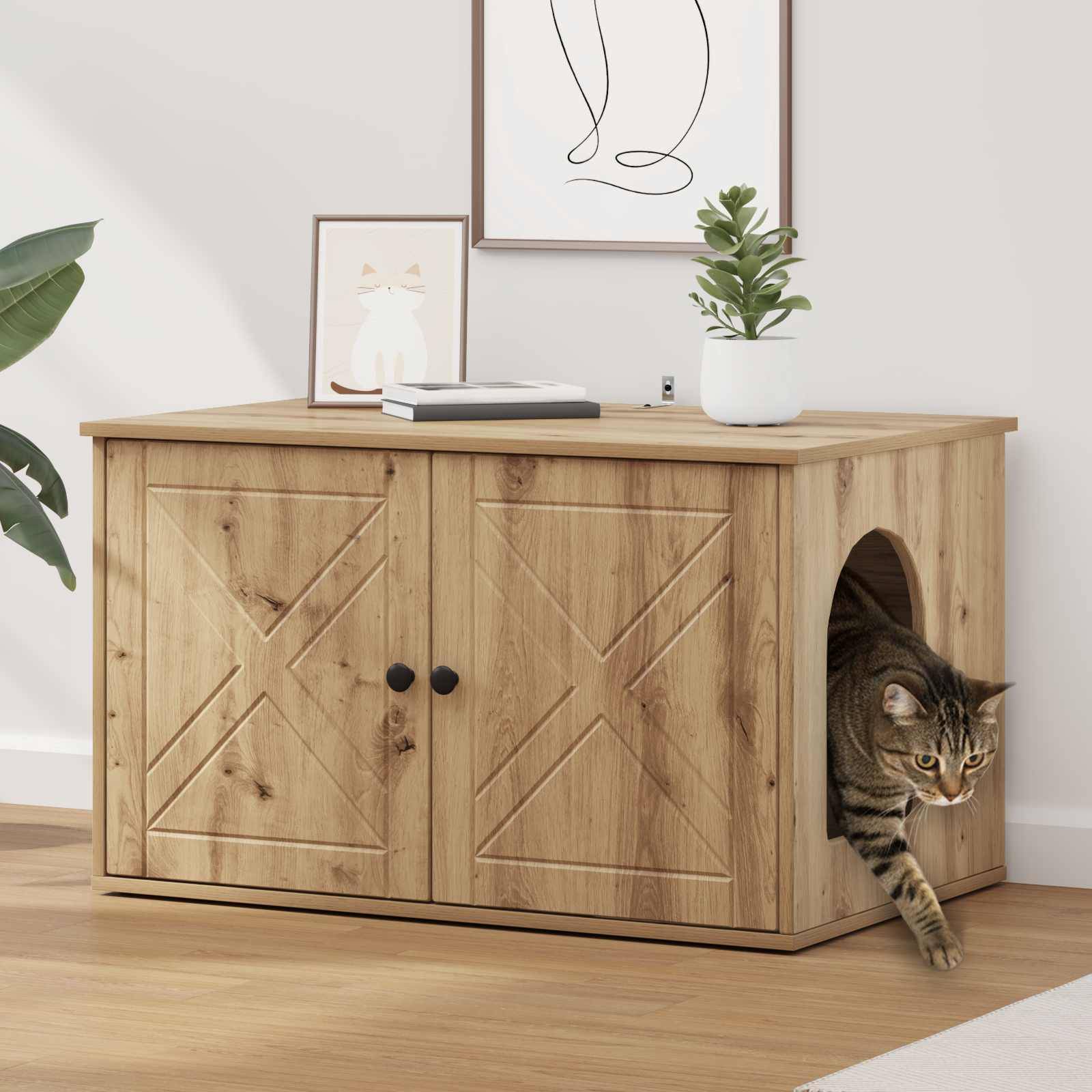 Chatiere bois marron  85 x 55 x 50,5 cm  - Prolenta premium p368.0 - Image 2