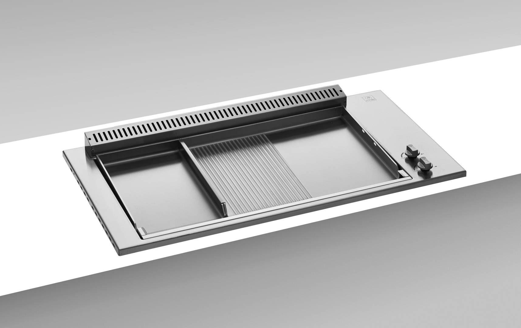 Plancha Planet - Plancha OASI 80MIX 26 Lisse -55 Lisse Rainurée + couvercle - Imagen 2