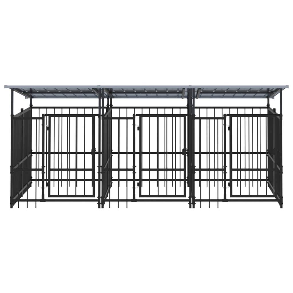 Vidaxl - Chenil d'extérieur avec toit pour chiens Acier 5,63 m² vidaXL 3124590 - Imagen 9