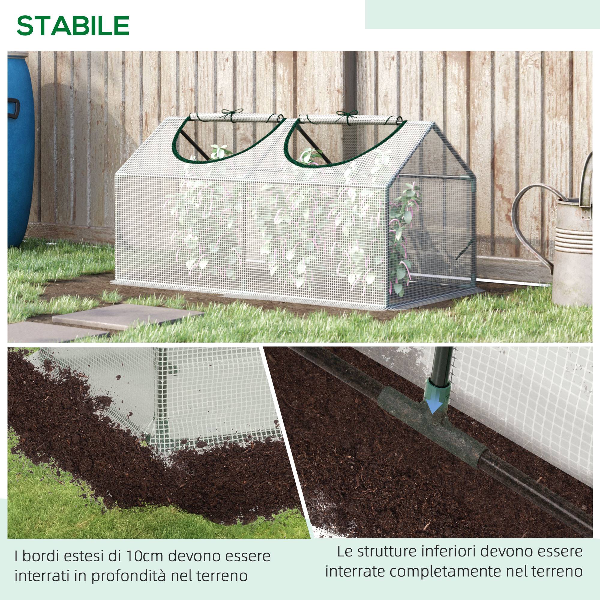 Mini serre de jardin potager format châssis acier et bâche PE blanche pour boutures et semis 120x60x60cm - Image 6