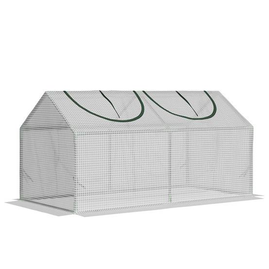 Mini serre de jardin potager format châssis acier et bâche PE blanche pour boutures et semis 120x60x60cm - Image 1