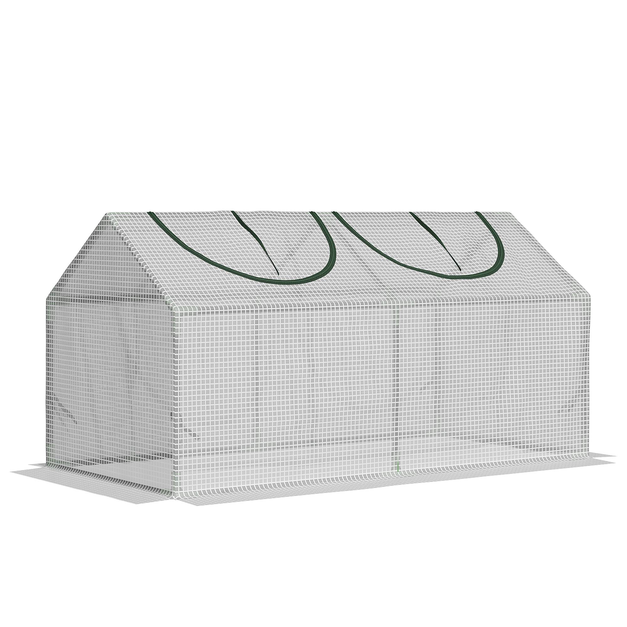 Mini serre de jardin potager format châssis acier et bâche PE blanche pour boutures et semis 120x60x60cm - Image 1