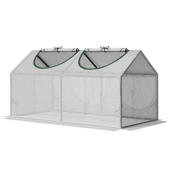 Mini serre de jardin potager format châssis acier et bâche PE blanche pour boutures et semis 120x60x60cm - Image 2