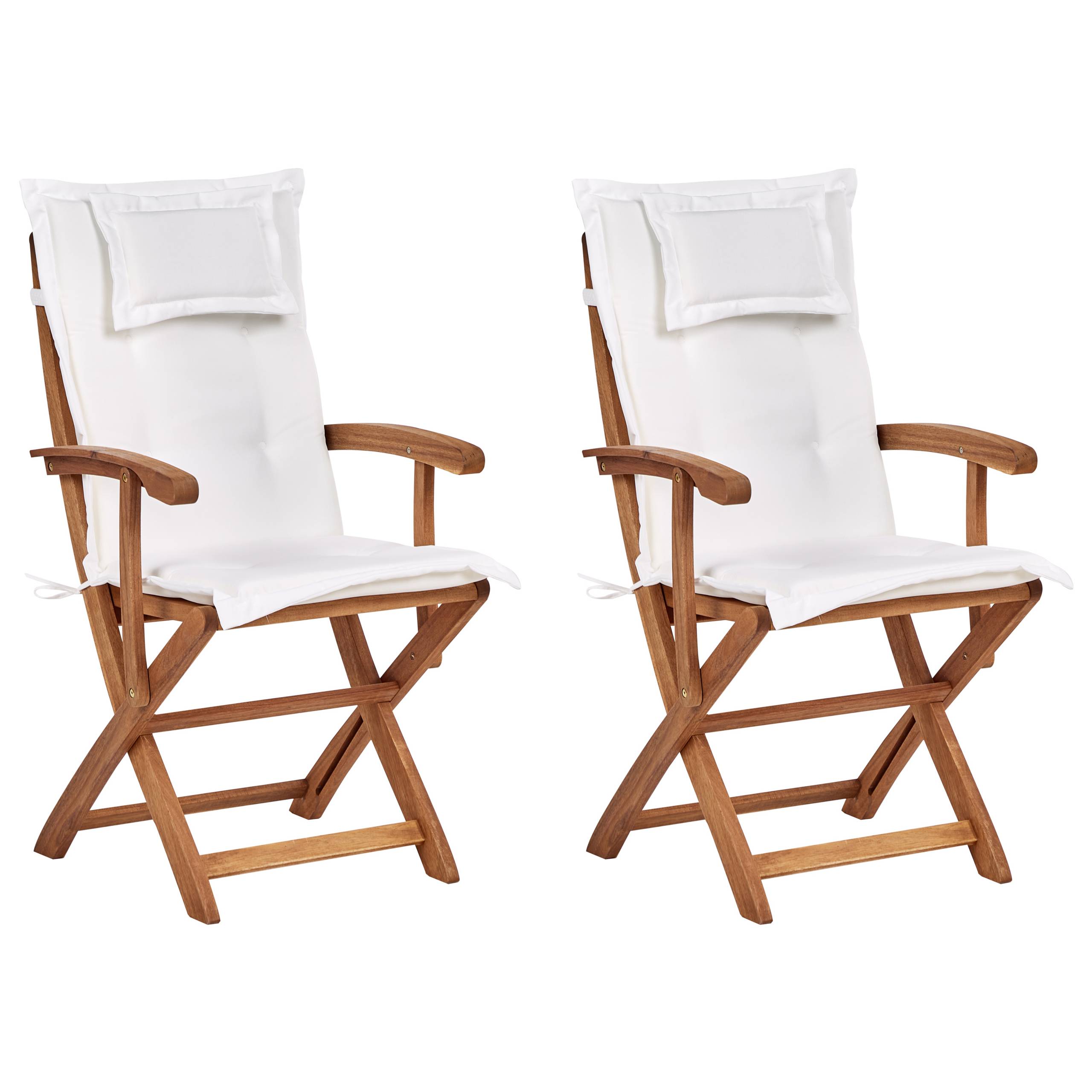 Beliani - Chaise de jardin Acacia Blanc cassé MAUI II - Beliani - Imagen 1
