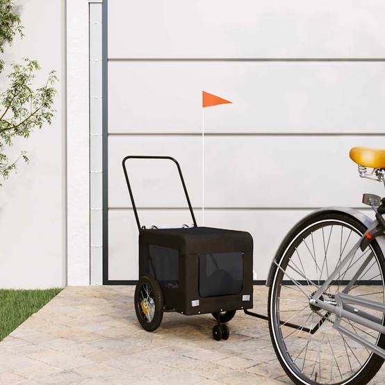 Remorque de vélo pour animaux tissu Oxford et fer noir 120 x 54.5 x 53 cm - PANGIVO - Image 1