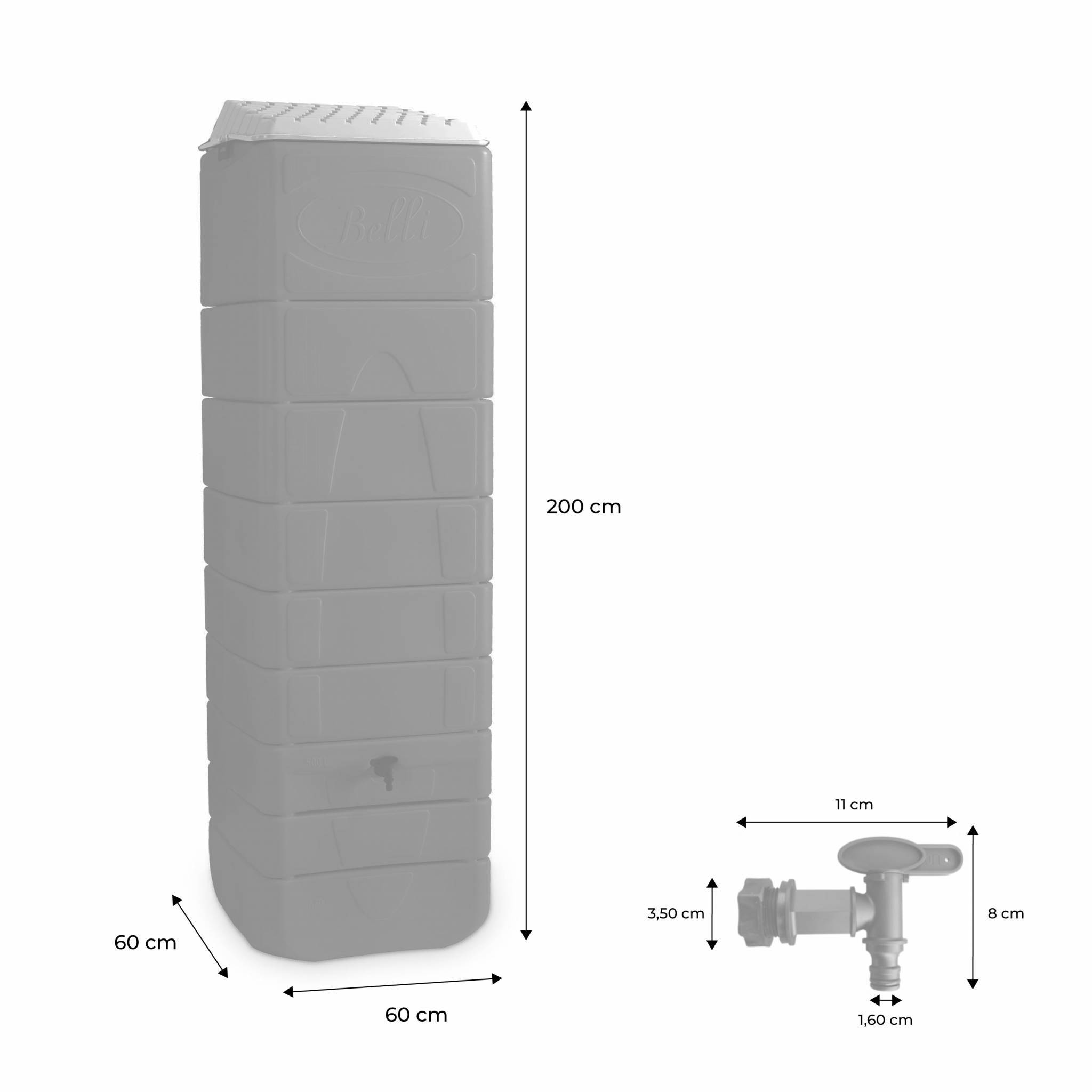 sweeek - Récupérateur d'eau mural Naussac 650L Beige avec kit raccord chéneau inclus - Image 3