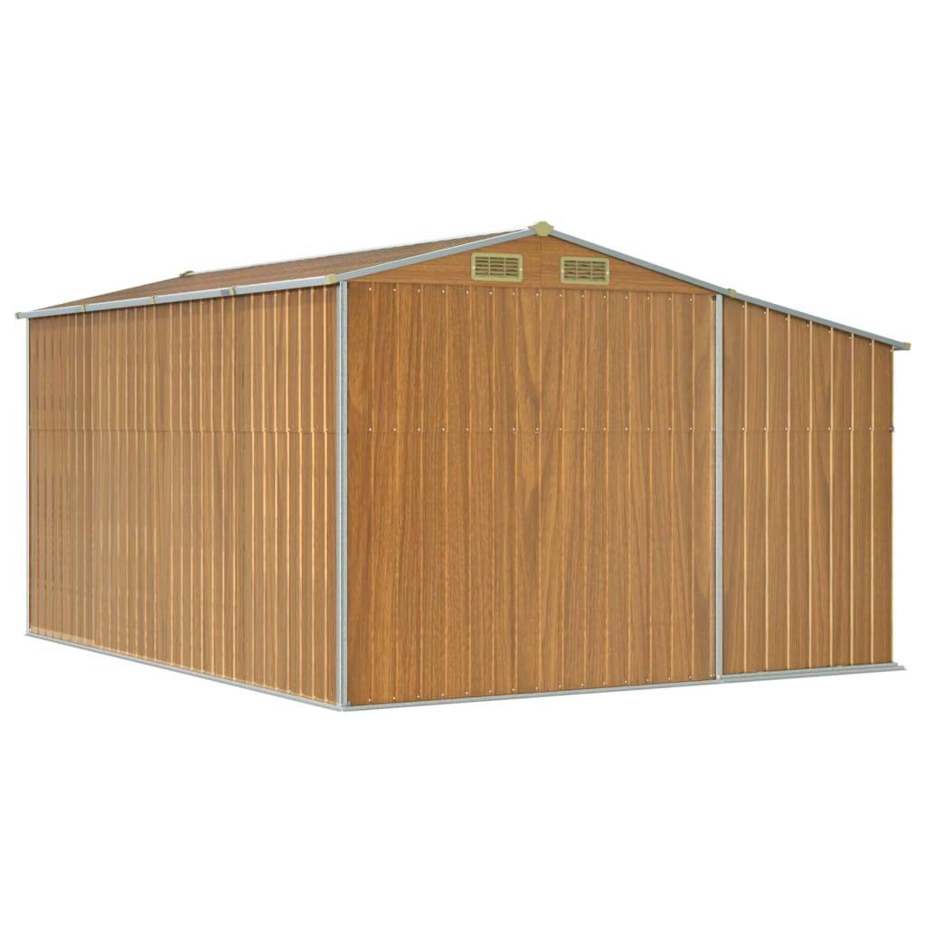 Vidaxl - Abri de jardin marron clair 277x365,5x179 cm acier galvanisé vidaXL 3188300 - Image 8