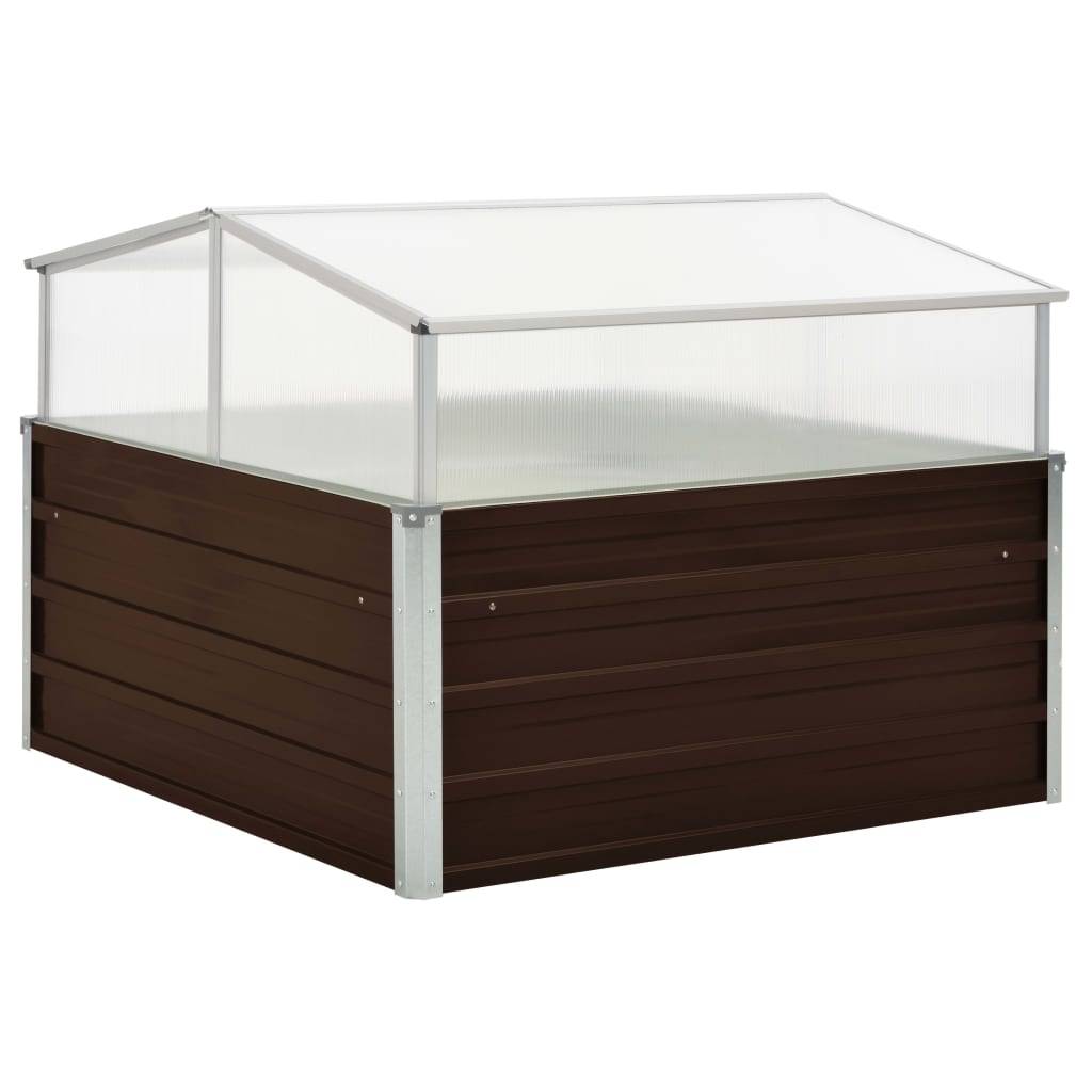 ComfortXL - Carré potager surélevé avec serre de culture intégrée en acier Marron – ComfortXL Outdoor Living - Image 1