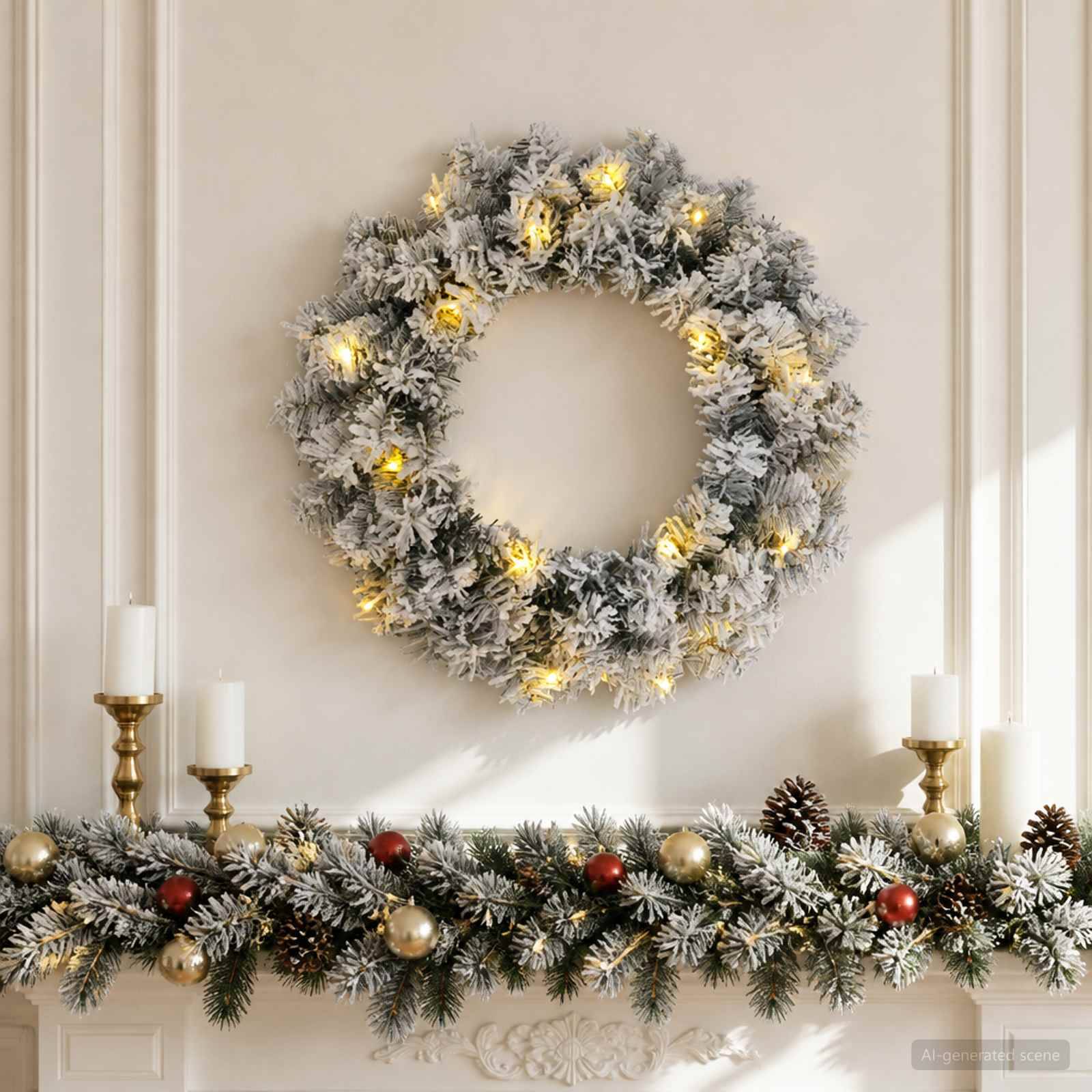 Vidaxl - Couronne de Noël Vert et blanc Ø 30 cm PVC 25 LED vidaXL 42056964 - Image 1