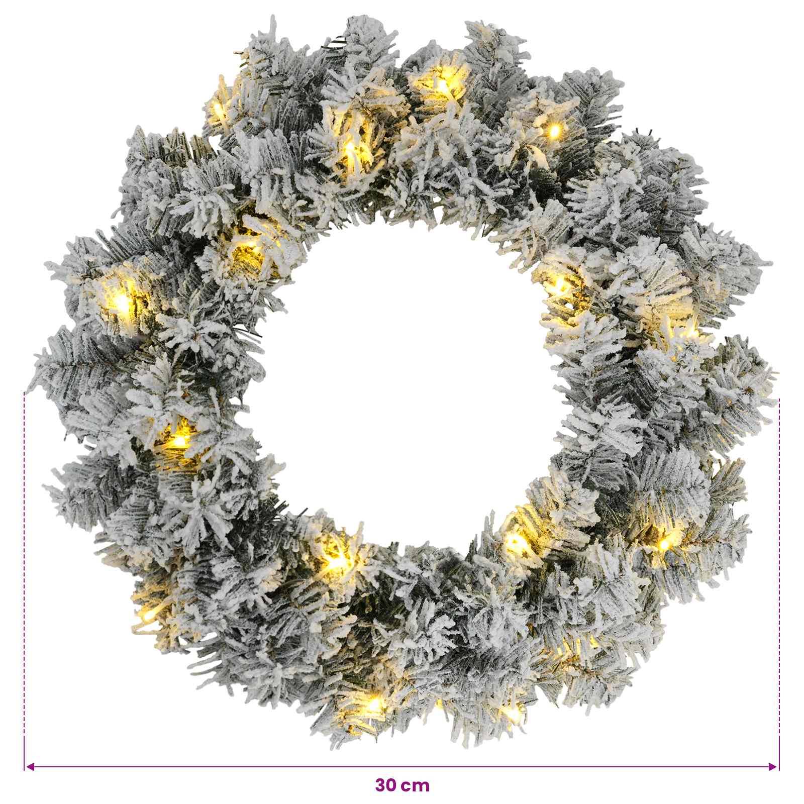 Vidaxl - Couronne de Noël Vert et blanc Ø 30 cm PVC 25 LED vidaXL 42056964 - Image 3