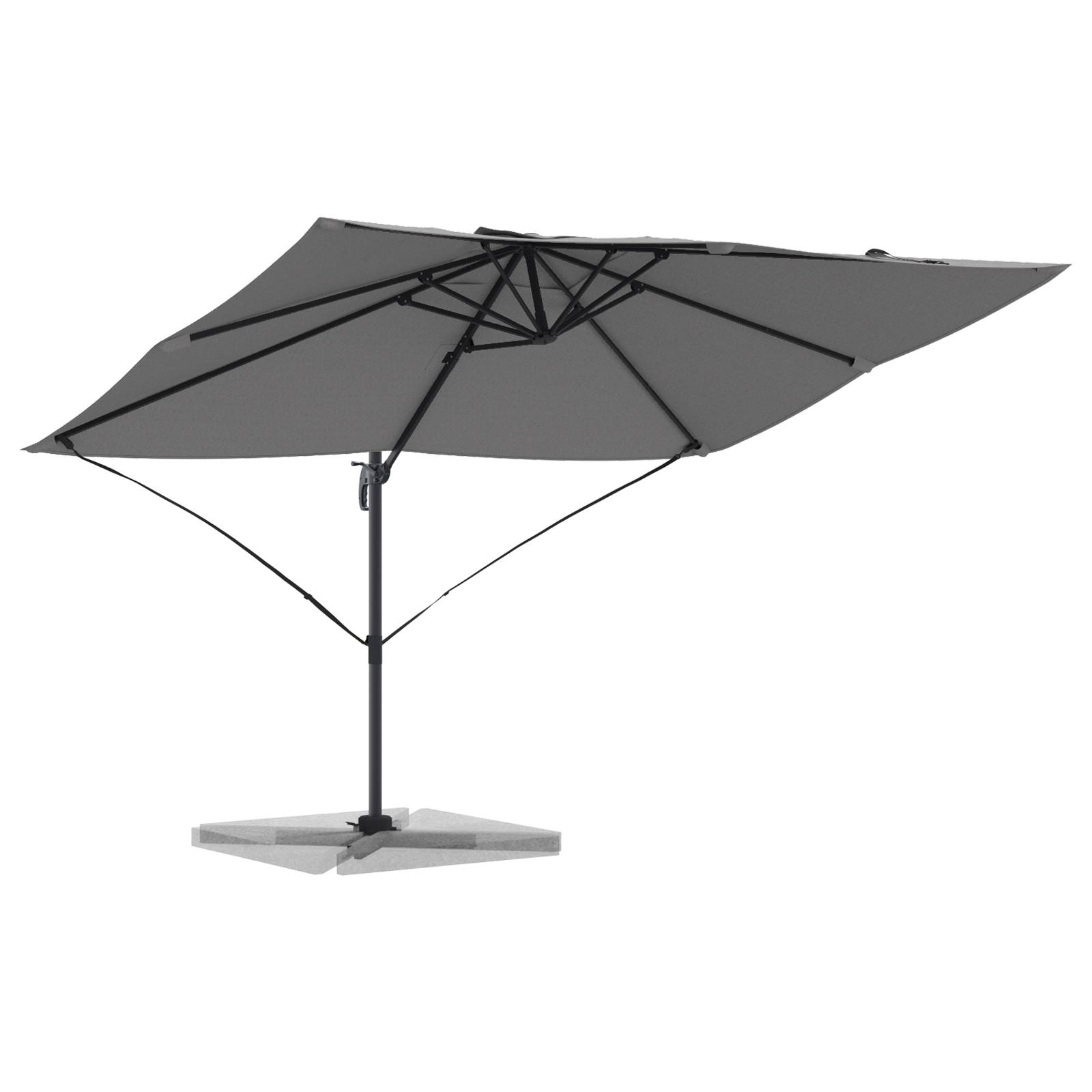 Parasol Déporté de jardin - Parasol d'extérieur Anthracite Polyester, Acier Émaillé Grand - Image 3