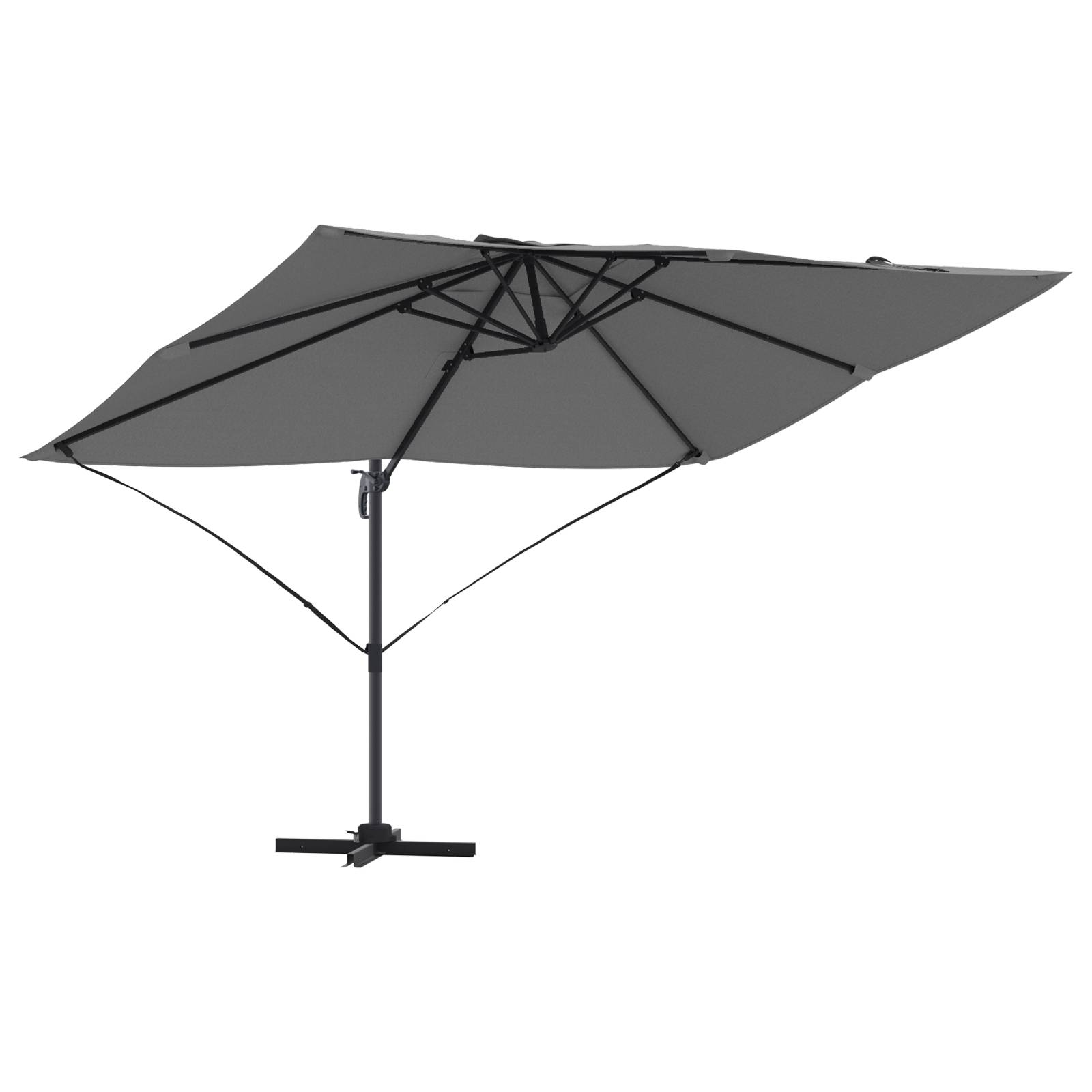 Parasol Déporté de jardin - Parasol d'extérieur Anthracite Polyester, Acier Émaillé Grand - Image 1