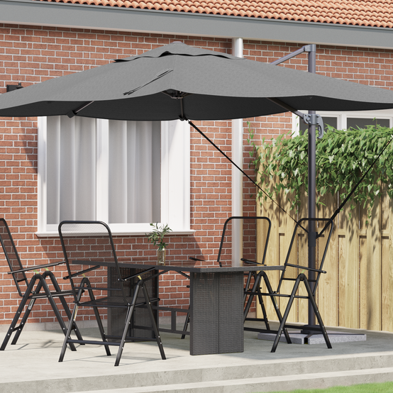 Parasol Déporté de jardin - Parasol d'extérieur Anthracite Polyester, Acier Émaillé Grand - Image 2