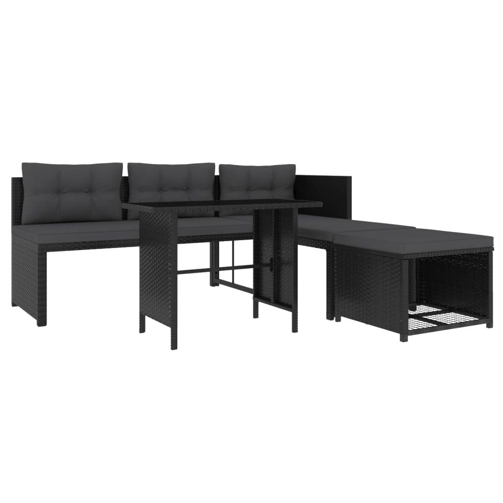 Helloshop26 - Salon de jardin meuble d'extérieur ensemble de mobilier 4 pièces résine tressée noir - Imagen 1