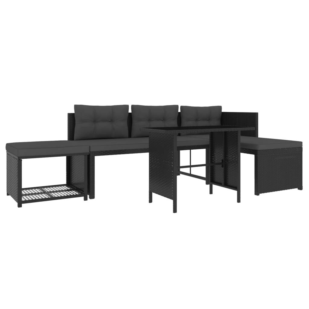 Helloshop26 - Salon de jardin meuble d'extérieur ensemble de mobilier 4 pièces résine tressée noir - Imagen 2