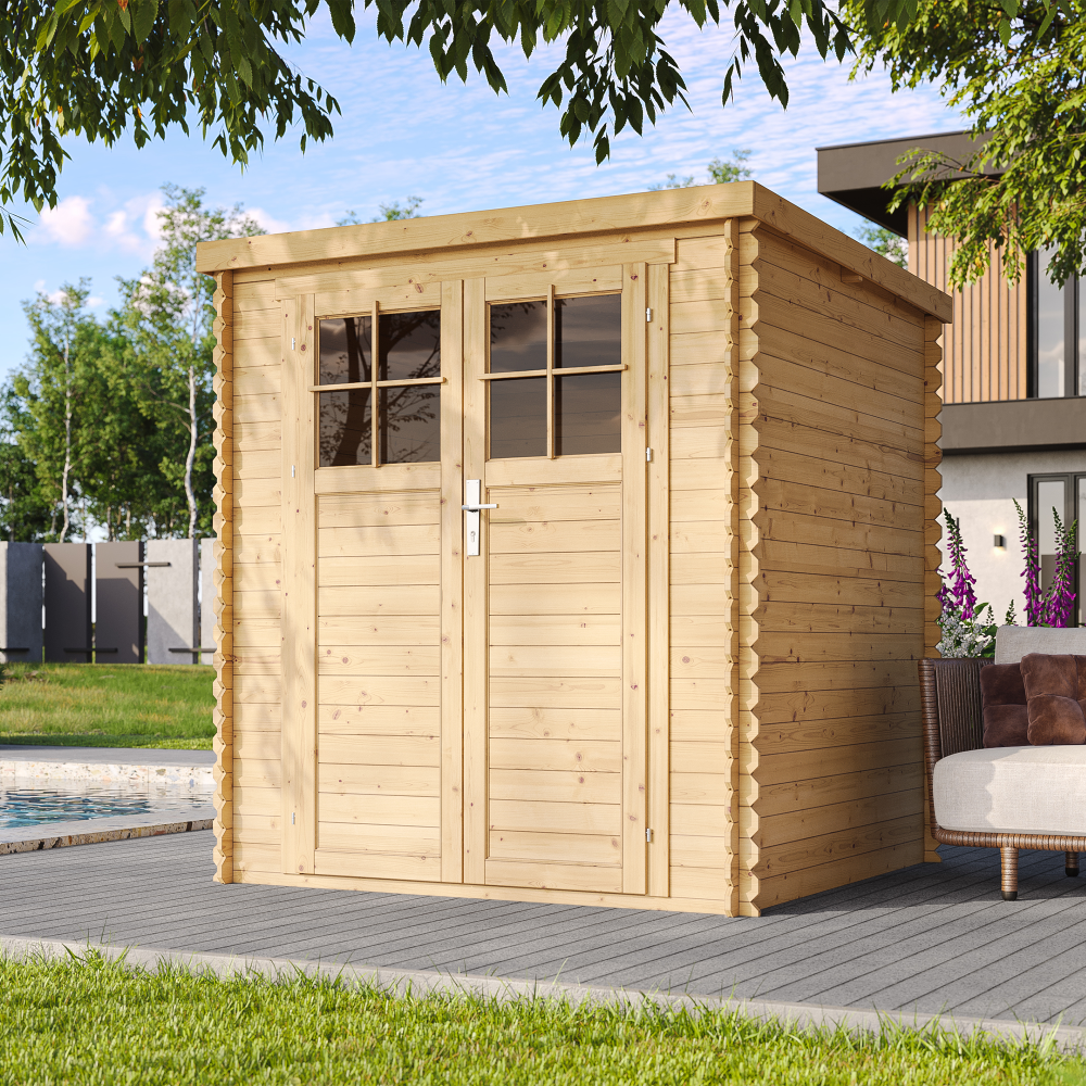 Timbela - Abri de jardin en bois l204xL204xH200 cm / 3,53 m² avec porte verrouillable de haute qualité - 19 mm d’épaisseur - Timbela M309F - Image 1