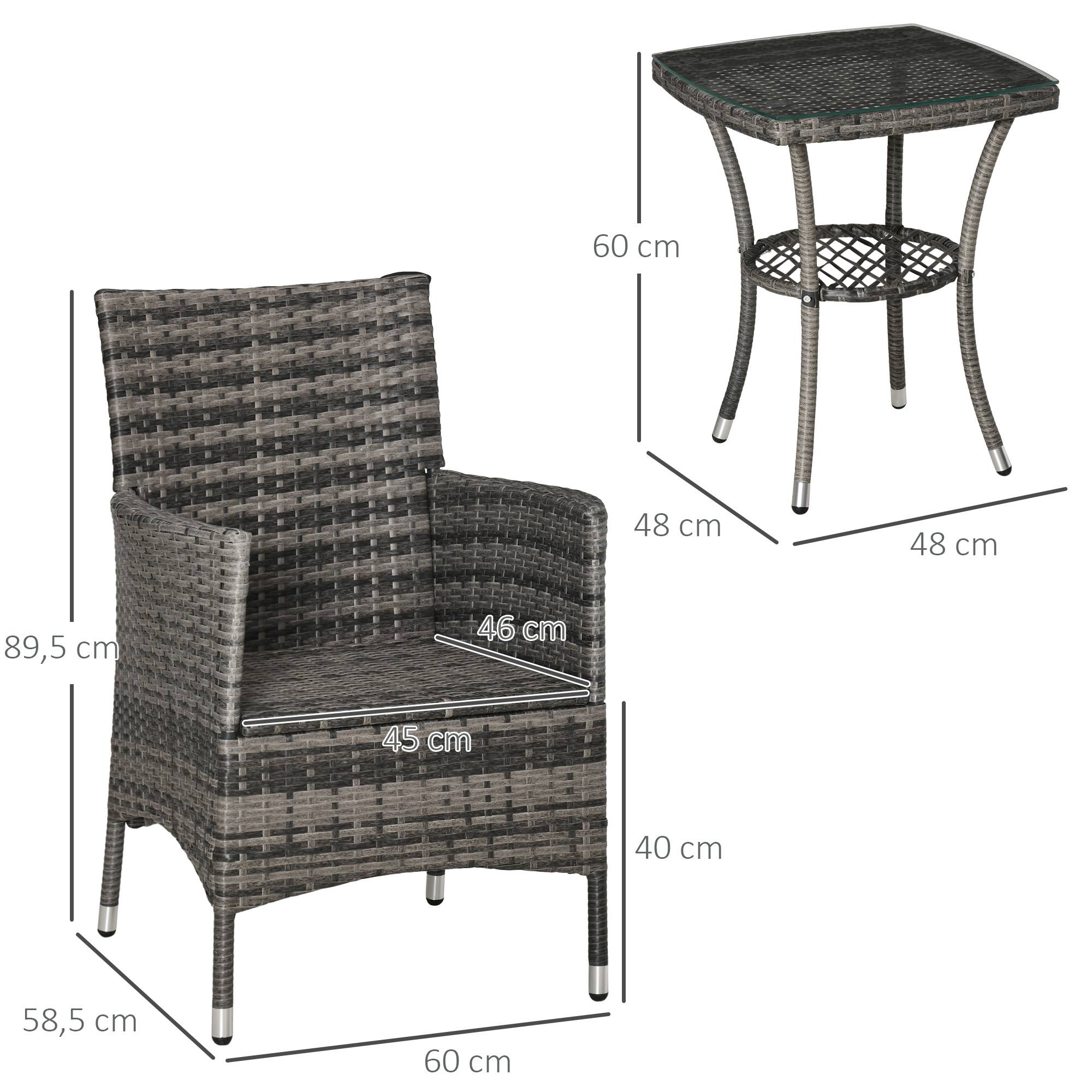 Salon de jardin 2 places résine tressée balcon terrasse avec coussins table verre gris foncé - ComfortXL Outdoor Living - Image 3