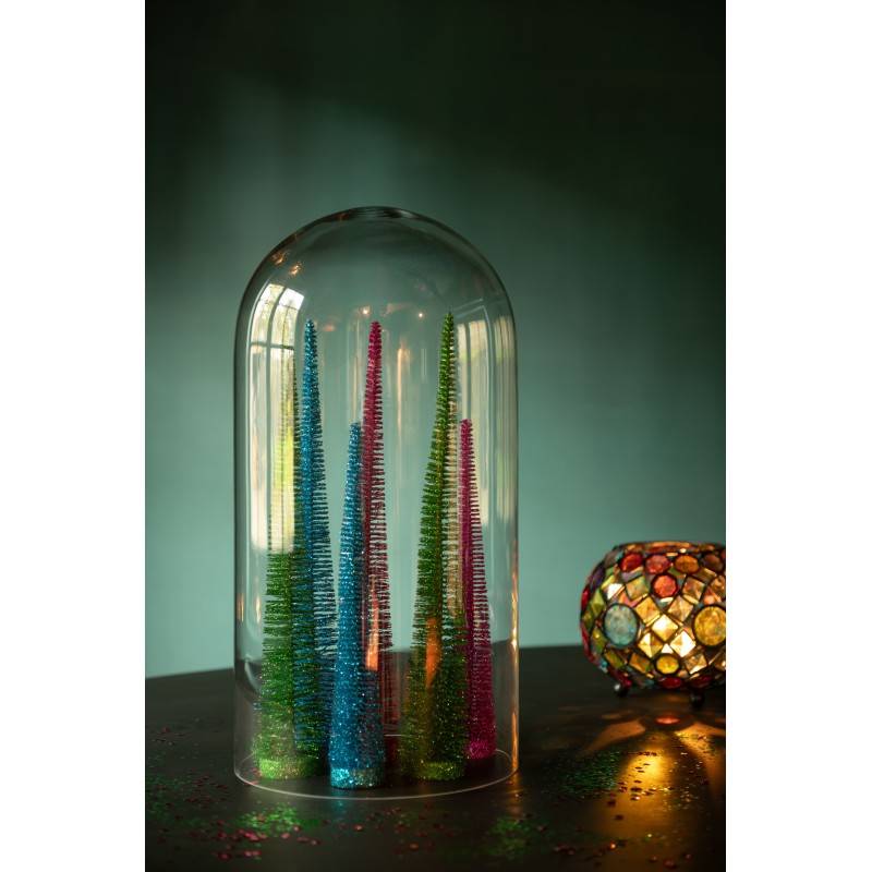 J-Line - Lot de 3 sapin de Noël artificiel en plastique rose 10x10x41 cm - J-Line - Image 3
